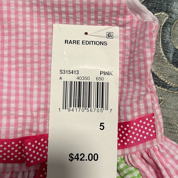 Rare Editions Sleeveless Seersucker Dress Butterfly Appliqué - Picture 4 of 4